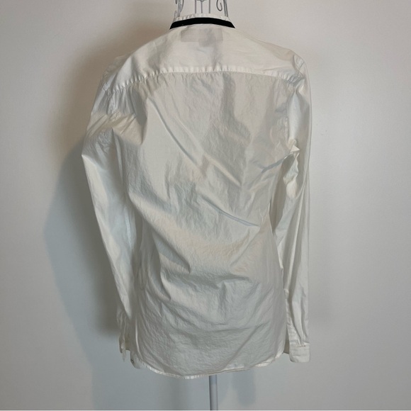 The Kooples white shirt button up mock black neck fitted cotton size S - Picture 6 of 9